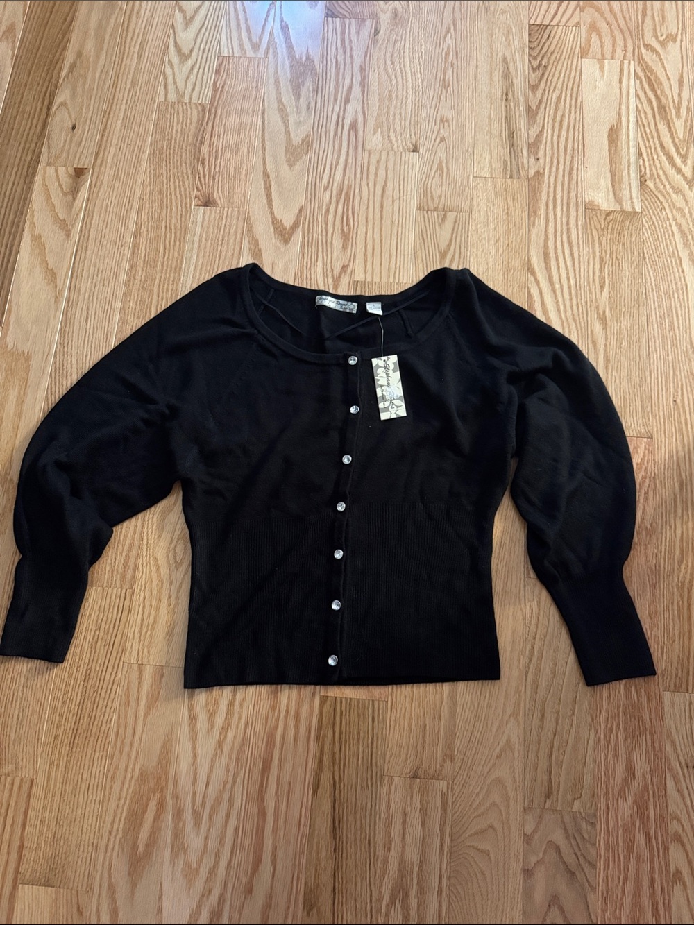 Stephanie Rogers Black Button-Front Sweater Cardigan NWT Size L
